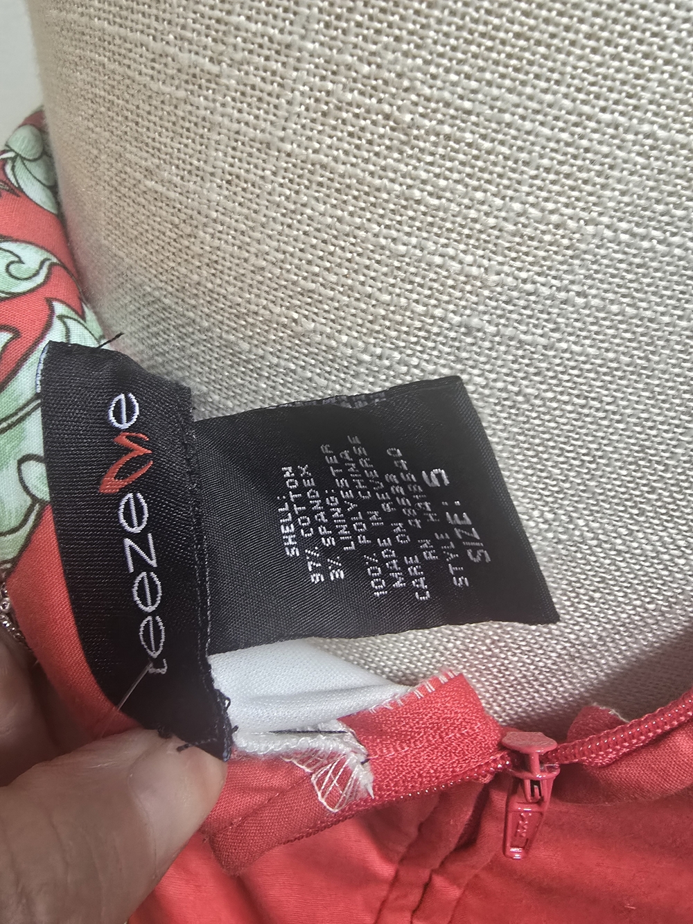 Teeze Me Strapless Red and Pink Floral Button-Front Dress - Picture 3 of 3
